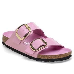 Birkenstock Light Pink Sandals with Gold Accents